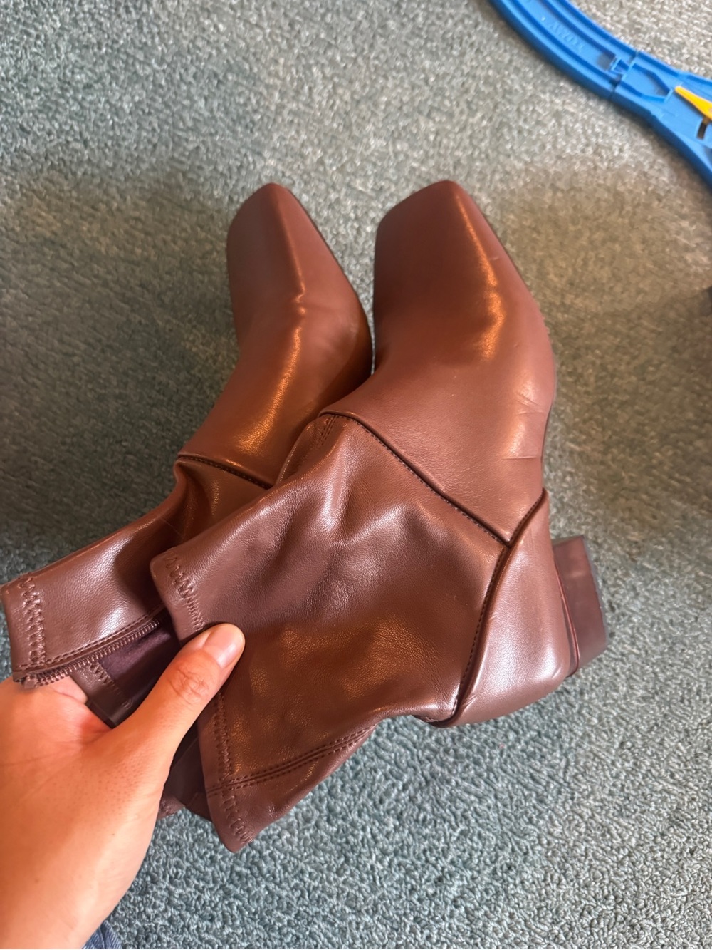Franco Sarto Chocolate Brown Square-Toe Ankle Boots